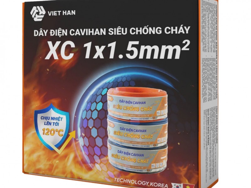 Dây đơn cứng chống cháy XC -1x1.5 mm2 Việt Hàn - Dây điện siêu chống cháy vỏ nhựa XLPO