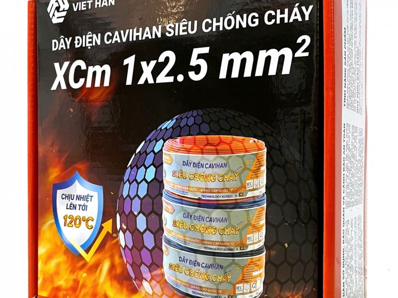 Dây điện đơn mềm  chống cháy XCm 1×2.5 mm2 Việt Hàn - Dây điện siêu chống cháy vỏ nhựa XLPO