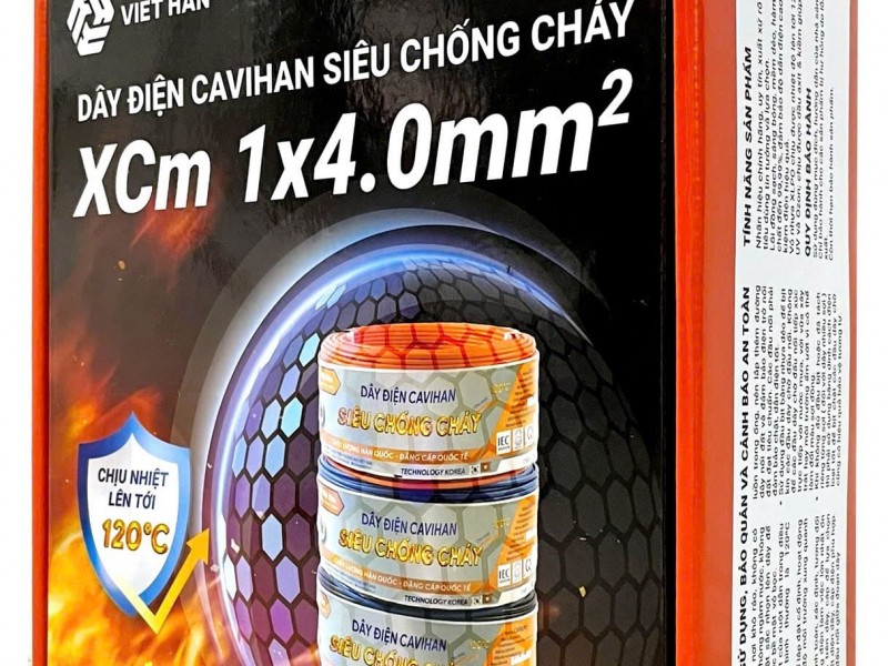 Dây điện đơn mềm  chống cháy XCm 1×4 mm2 Việt Hàn - Dây điện siêu chống cháy vỏ nhựa XLPO