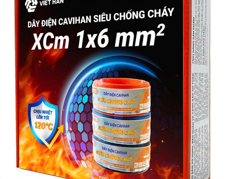 Dây điện đơn mềm  chống cháy XCm 1×6 mm2 Việt Hàn - Dây điện siêu chống cháy vỏ nhựa XLPO