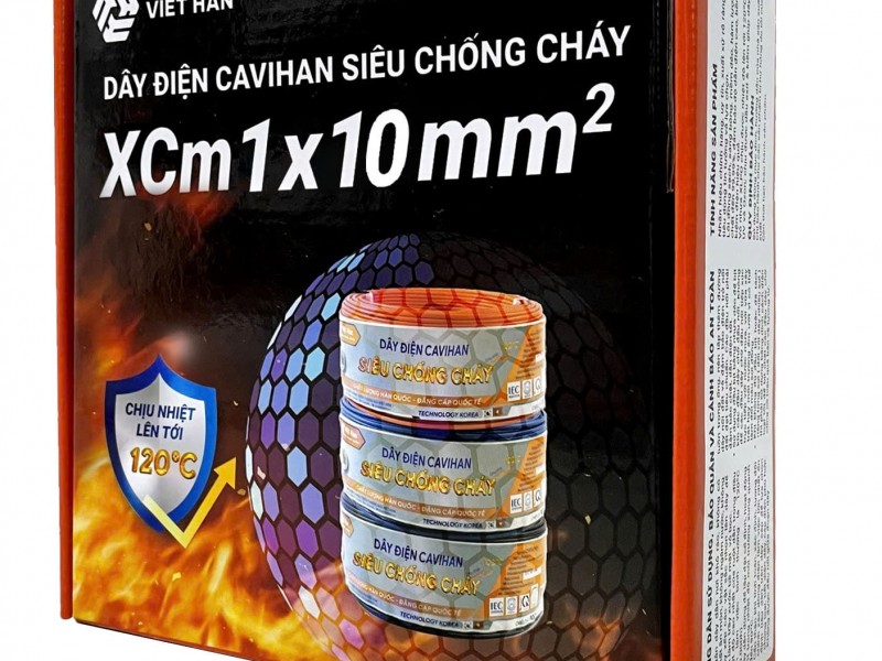 Dây điện đơn mềm  chống cháy XCm 1×10 mm2 Việt Hàn - Dây điện siêu chống cháy vỏ nhựa XLPO