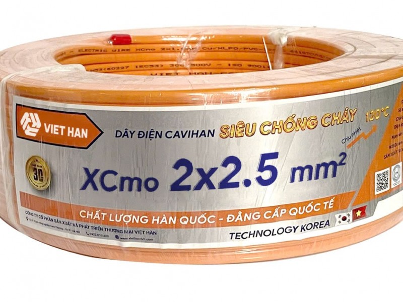 Dây điện đôi mềm Ovan chống cháy Xcmo 2x2.5 mm2 Việt Hàn