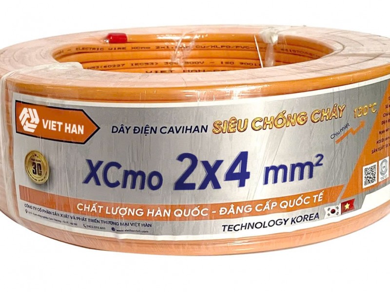 Dây điện đôi mềm Ovan chống cháy Xcmo 2x4 mm2 Việt Hàn