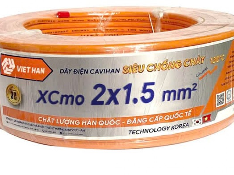 Dây điện đôi mềm Ovan chống cháy Xcmo 2x1.5 mm2 Việt Hàn